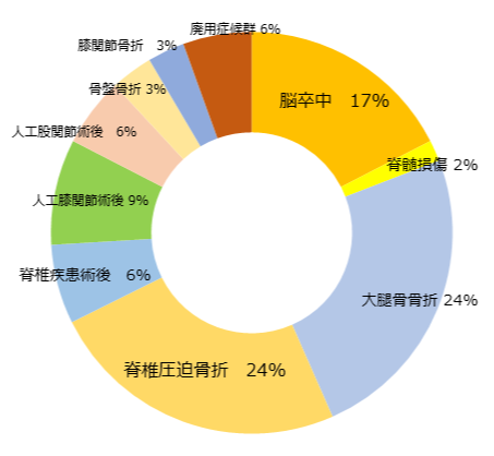 回復期リハビリ病棟入院患者様の疾患別割合